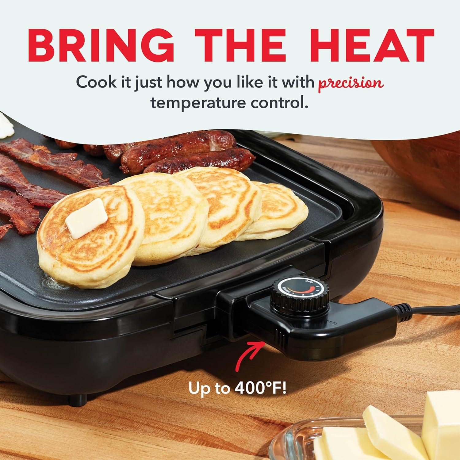 imageDASH Deluxe Everyday Electric Griddle with Dishwasher Safe Removable Nonstick Cooking Plate for Pancakes Burgers Eggs and more Includes Drip Tray  Recipe Book 20 x 105 1500Watt  RedGrey