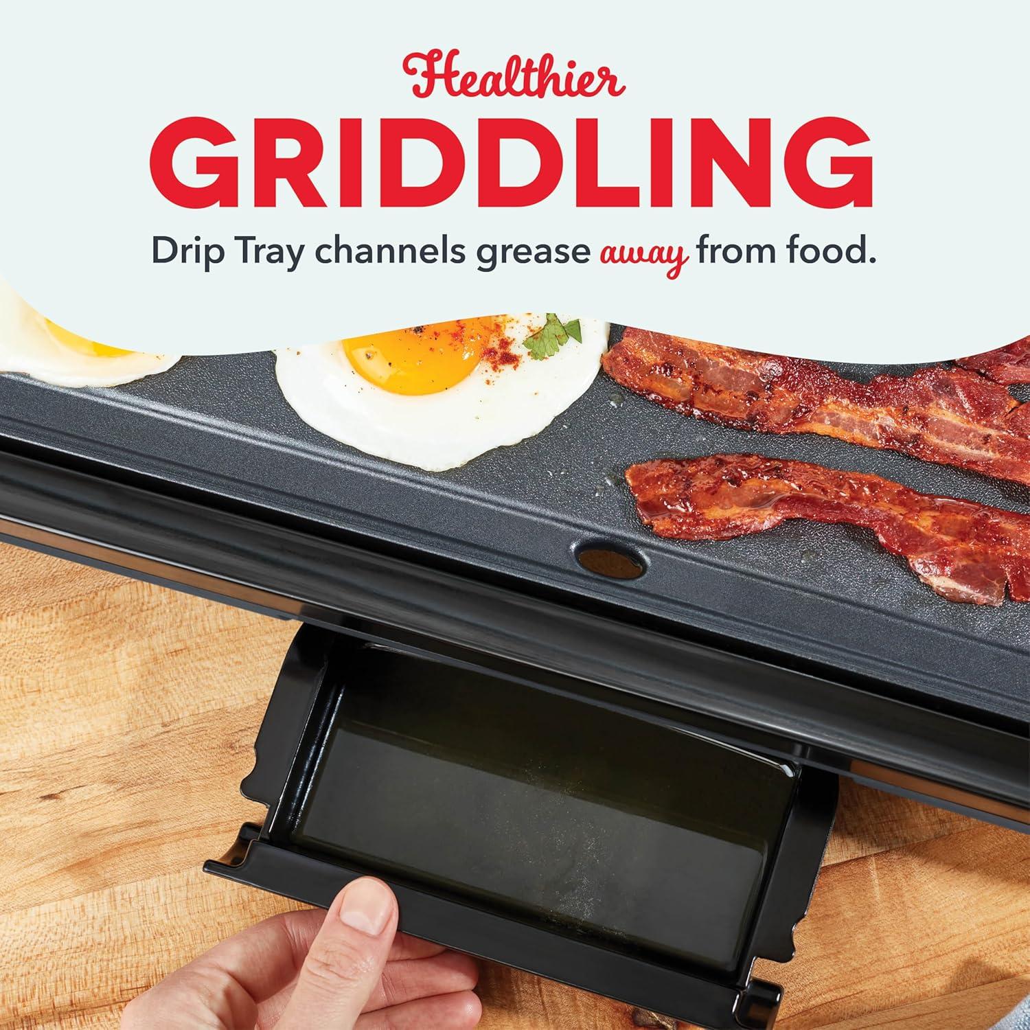 imageDASH Deluxe Everyday Electric Griddle with Dishwasher Safe Removable Nonstick Cooking Plate for Pancakes Burgers Eggs and more Includes Drip Tray  Recipe Book 20 x 105 1500Watt  RedGrey