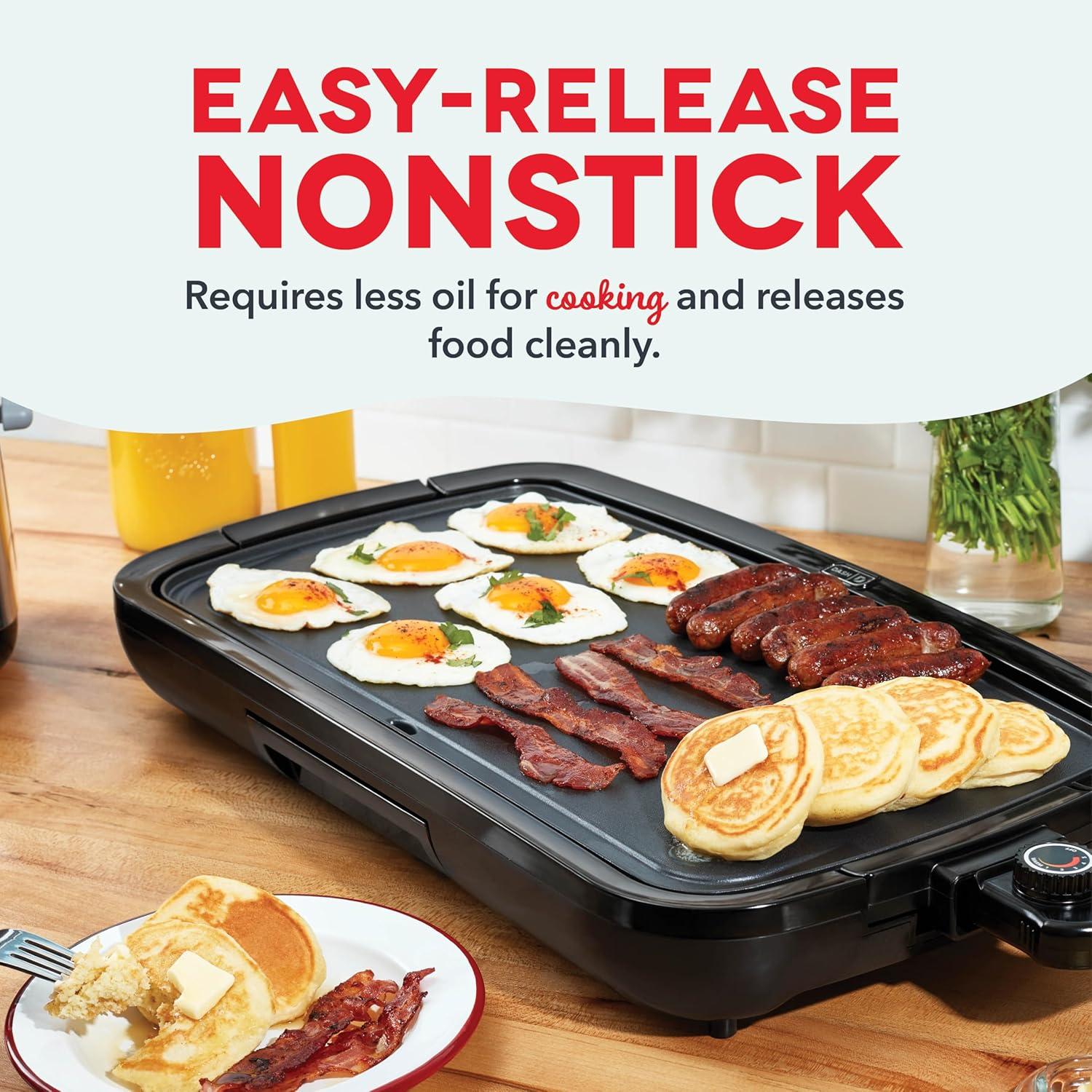 imageDASH Deluxe Everyday Electric Griddle with Dishwasher Safe Removable Nonstick Cooking Plate for Pancakes Burgers Eggs and more Includes Drip Tray  Recipe Book 20 x 105 1500Watt  RedGrey