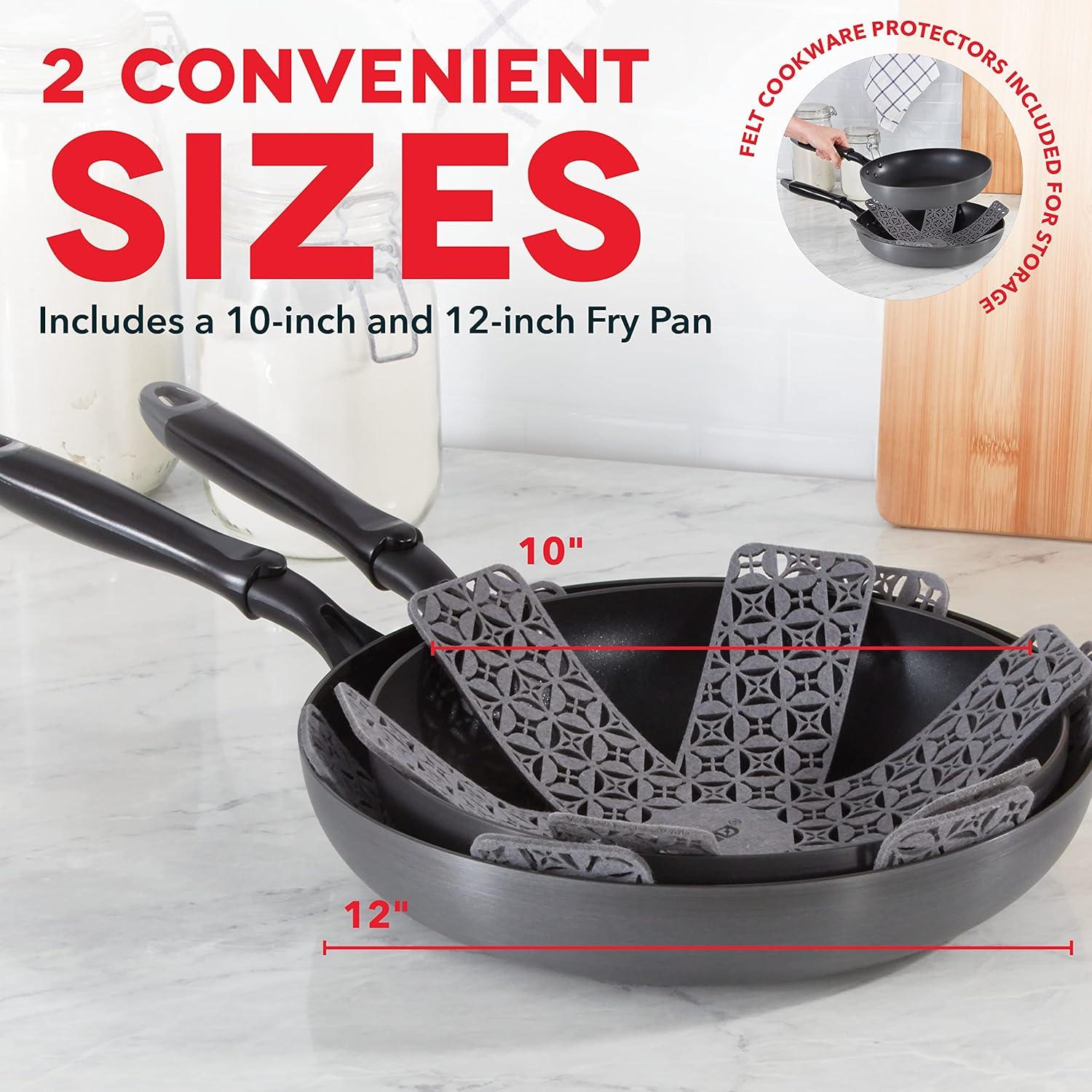 imageDASH Nonstick Hard Anodized 10 Inch and 12 Inch Fry Pan Cookware Set2 pc Cookware Set  Unifinished
