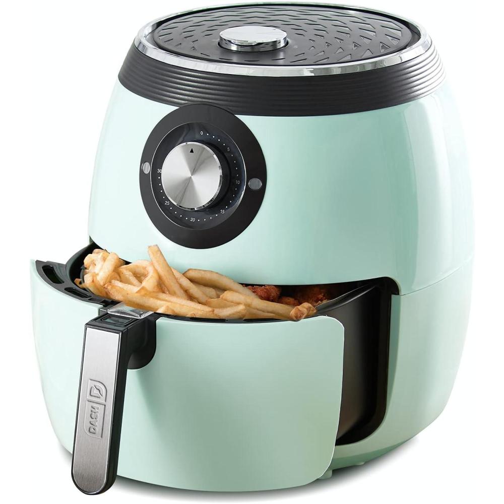 imageDASH Deluxe Electric Air Fryer  Oven Cooker with Temperature Control Nonstick Fry Basket Recipe Guide  Auto Shut Off Feature 1700Watt 6 Quart  BlackAqua