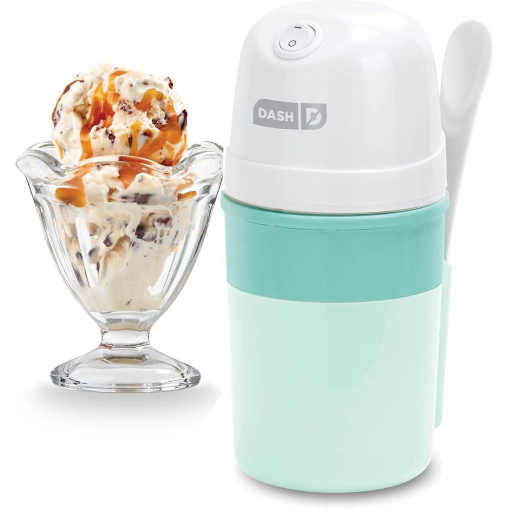 imageDASH My Pint Ice Cream Maker Machine Aqua MultiPurpose Soft Serve Ice Cream Machine for Homemade Gelato Sorbet Frozen Yogurt Includes Mixing Spoon Easy to Clean and StoreAqua