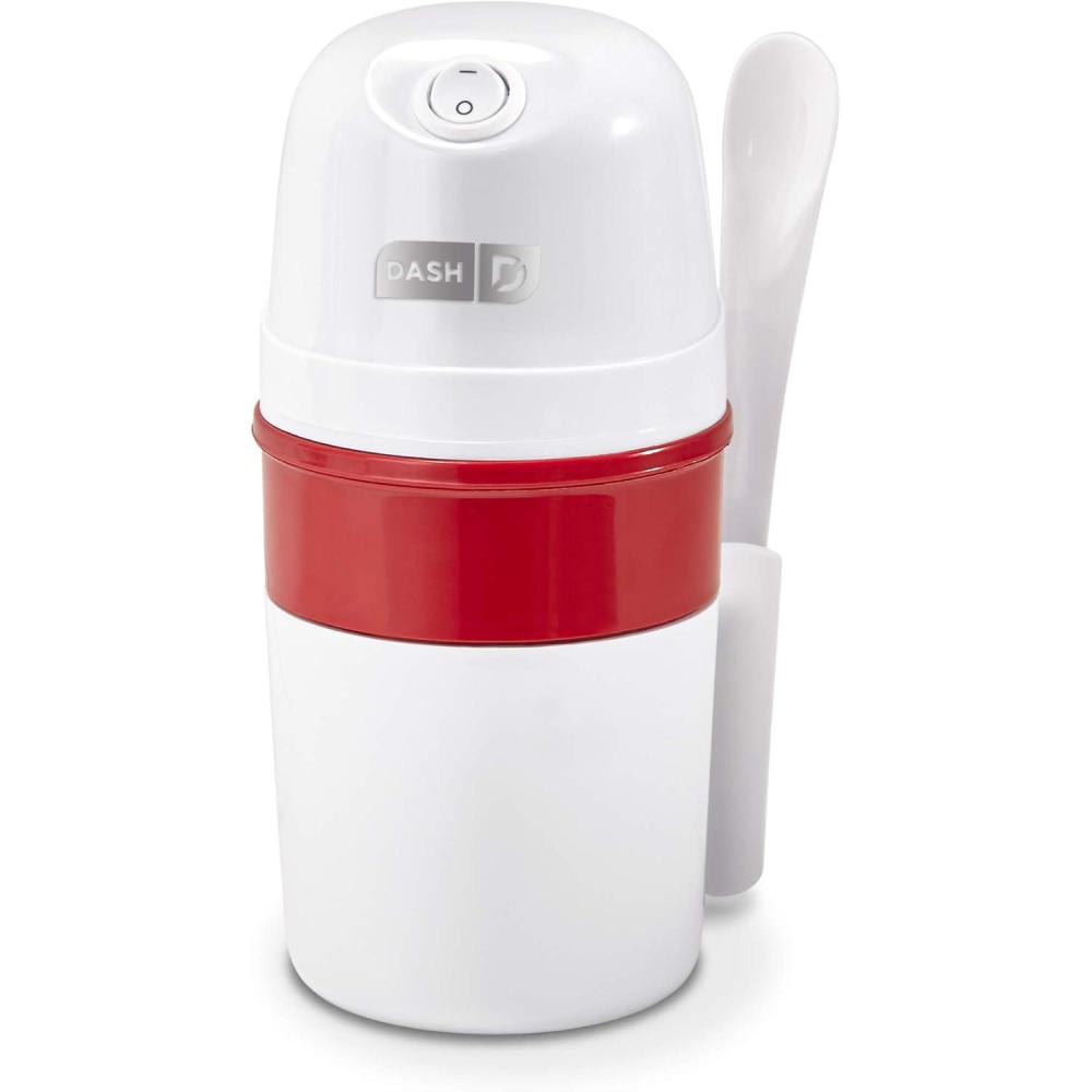 imageDASH My Pint Ice Cream Maker Machine Aqua MultiPurpose Soft Serve Ice Cream Machine for Homemade Gelato Sorbet Frozen Yogurt Includes Mixing Spoon Easy to Clean and StoreWhite