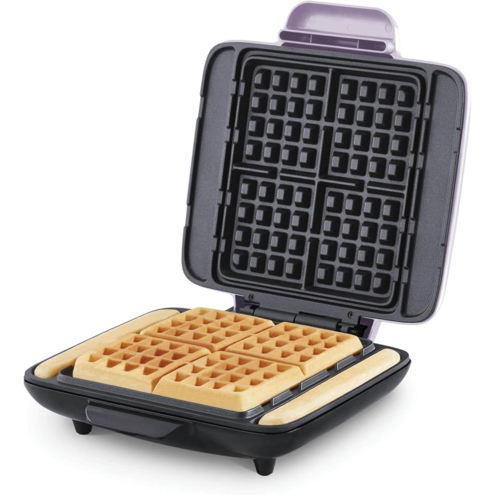 imageDASH NoDrip Waffle Maker  Four Waffle Molds Nonstick Waffle Iron with Quick HeatUp Nonstick Surface  Perfect Waffle Maker for Kids and Families Just Add BatterLavender