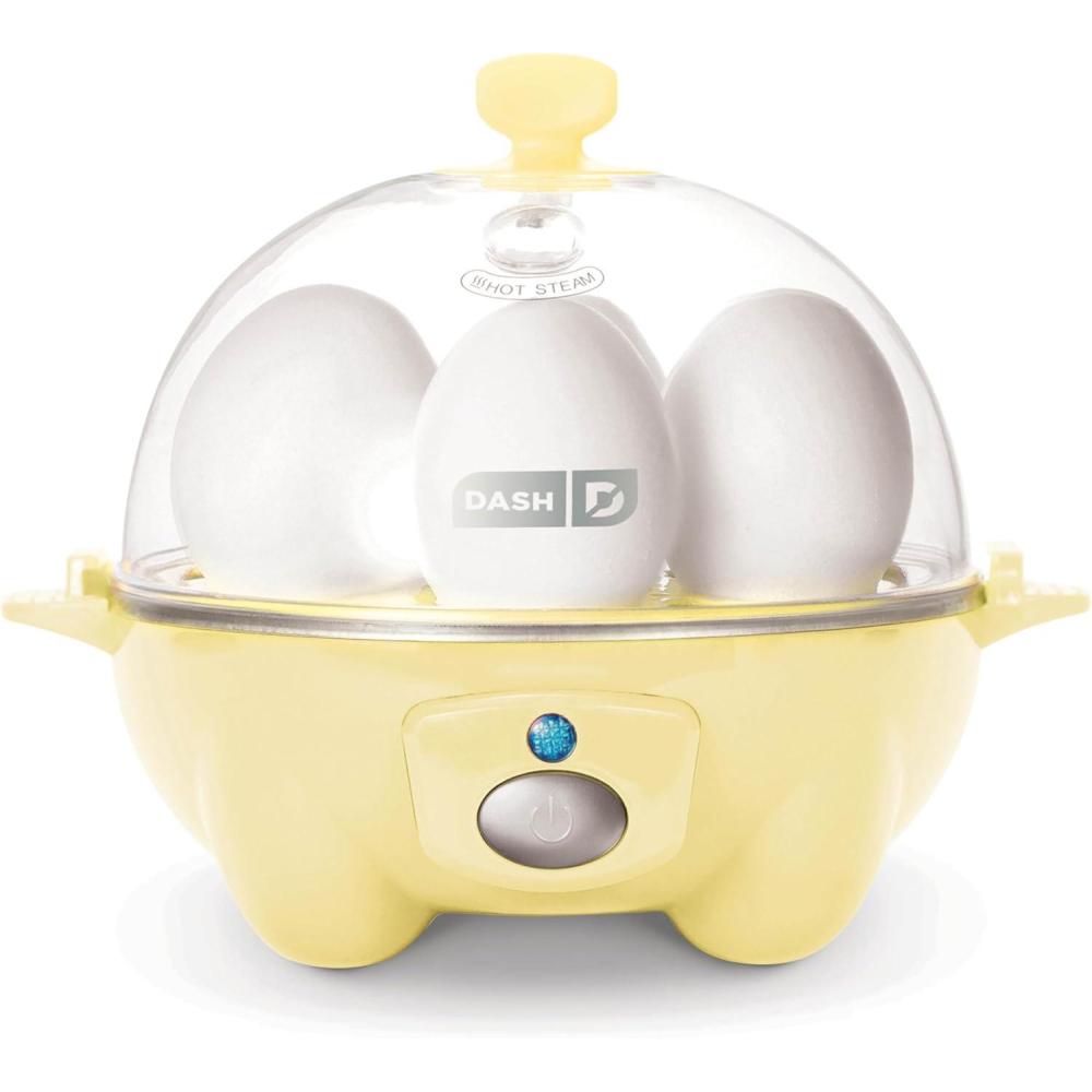 imageDASH Rapid Egg Cooker 6 Egg Capacity Electric Egg Cooker for Hard Boiled Eggs Poached Eggs Scrambled Eggs or Omelets with Auto Shut Off Feature  BlackYellow