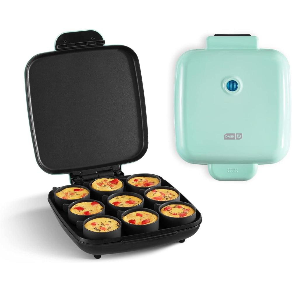 imageDASH Sous Vide Style Family Size Egg Bite Maker for Breakfast Bites Sandwiches Healthy Snacks or Desserts Keto ampamp Paleo Friendly 9 Servings AquaAqua