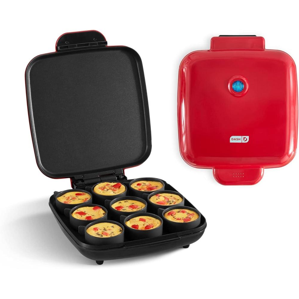 imageDASH Sous Vide Style Family Size Egg Bite Maker for Breakfast Bites Sandwiches Healthy Snacks or Desserts Keto ampamp Paleo Friendly 9 Servings AquaRed