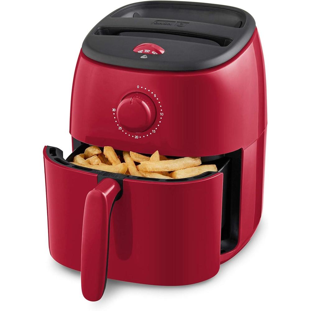 imageDASH TastiCrisp Electric Air Fryer Oven 26 Qt Aqua  Compact Air Fryer for Healthier Food in Minutes Ideal for Small Spaces  Auto Shut Off Analog 1000WattRed