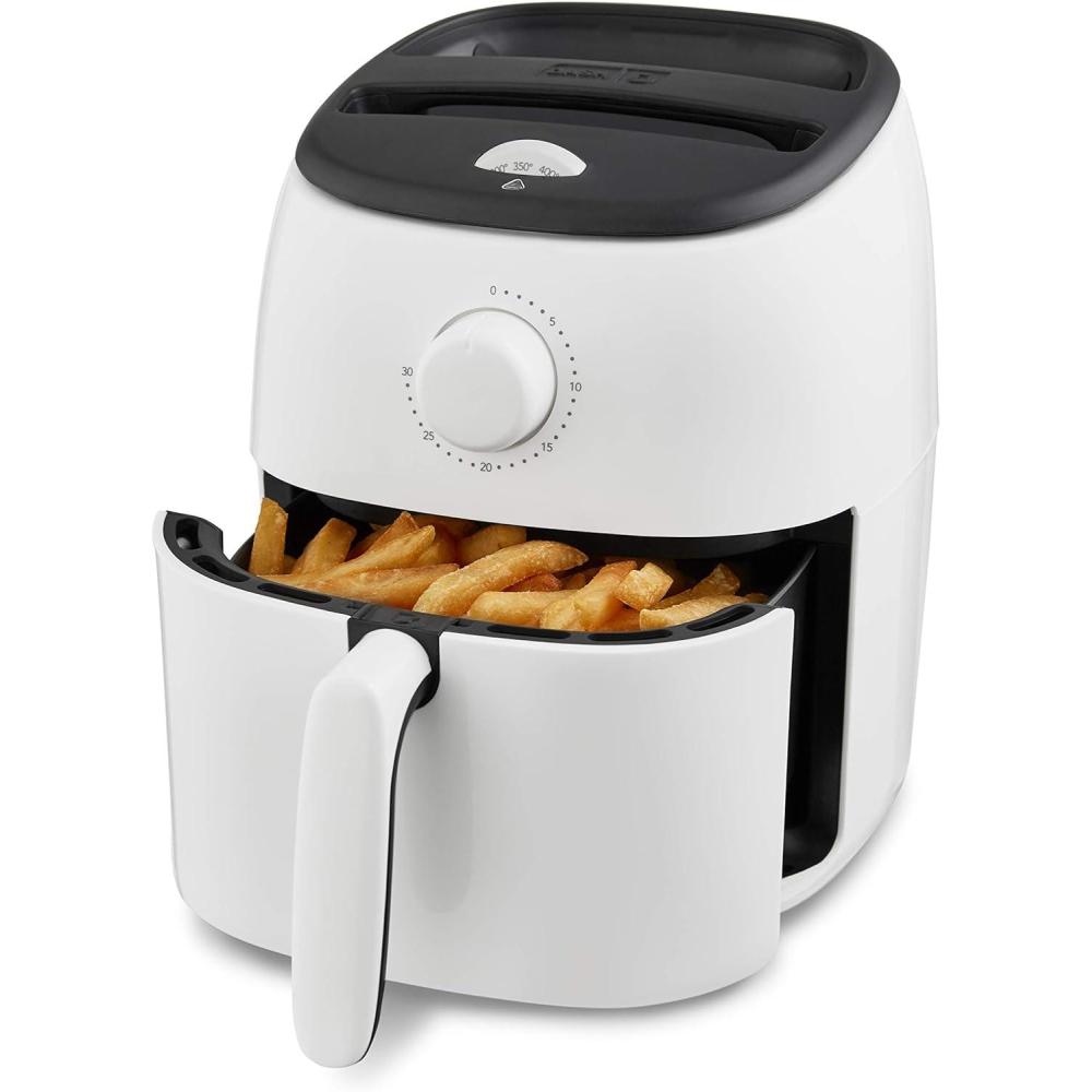 imageDASH TastiCrisp Electric Air Fryer Oven 26 Qt Aqua  Compact Air Fryer for Healthier Food in Minutes Ideal for Small Spaces  Auto Shut Off Analog 1000WattWhite