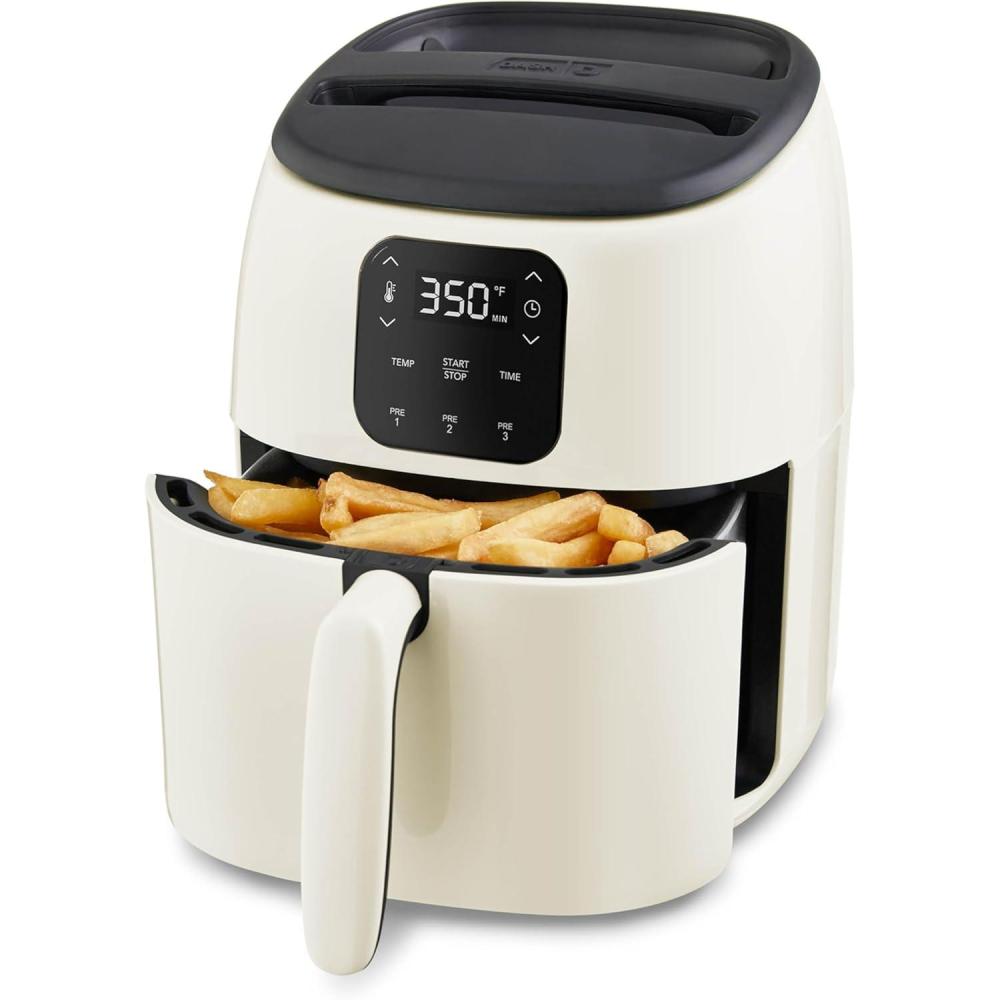 imageDASH TastiCrisp Electric Air Fryer Oven 26 Qt Black  Compact Air Fryer for Healthier Food in Minutes Ideal for Small Spaces  Auto Shut Off Digital 1000WattCream  Black