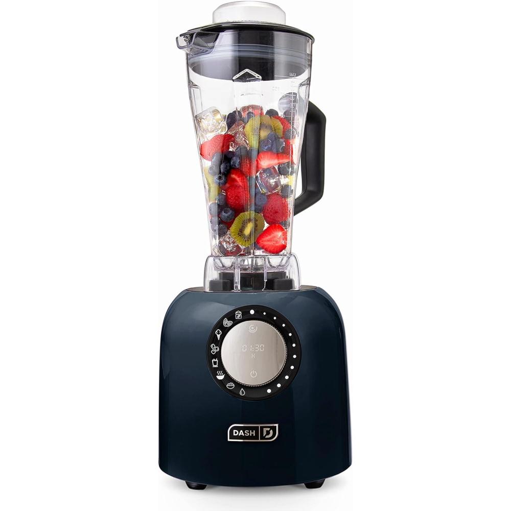 imageDash Chef Series Deluxe Digital 64 oz Countertop Blender with Stainless Steel Blades Tritan Blending Jug Tablet Stand ampamp USB Charging Port for Smoothies Nut Butters Purees Soup and More  AquaBlack