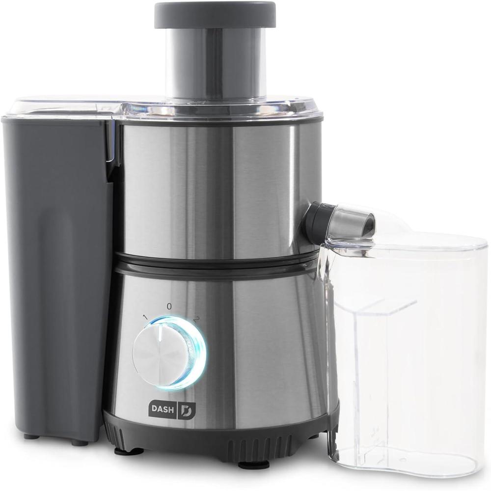 imageDash Compact Centrifugal Juicer Press Juicing Machine 2Speed 2quot Wide Feed Chute for Whole Fruit Vegetable Antidrip Stainless Steel Sieve  AquaCool Grey