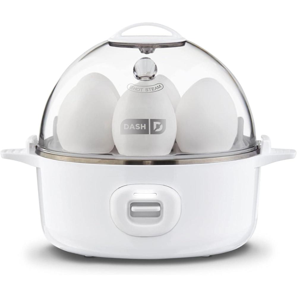 imageDash Express Electric Egg Cooker 7 Egg Capacity for Hard Boiled Poached Scrambled or Omelets with Cord Storage Auto Shut Off Feature 360Watt AquaWhite