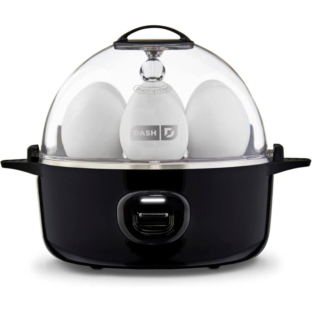 imageDash Express Electric Egg Cooker 7 Egg Capacity for Hard Boiled Poached Scrambled or Omelets with Cord Storage Auto Shut Off Feature 360Watt WhiteBlack