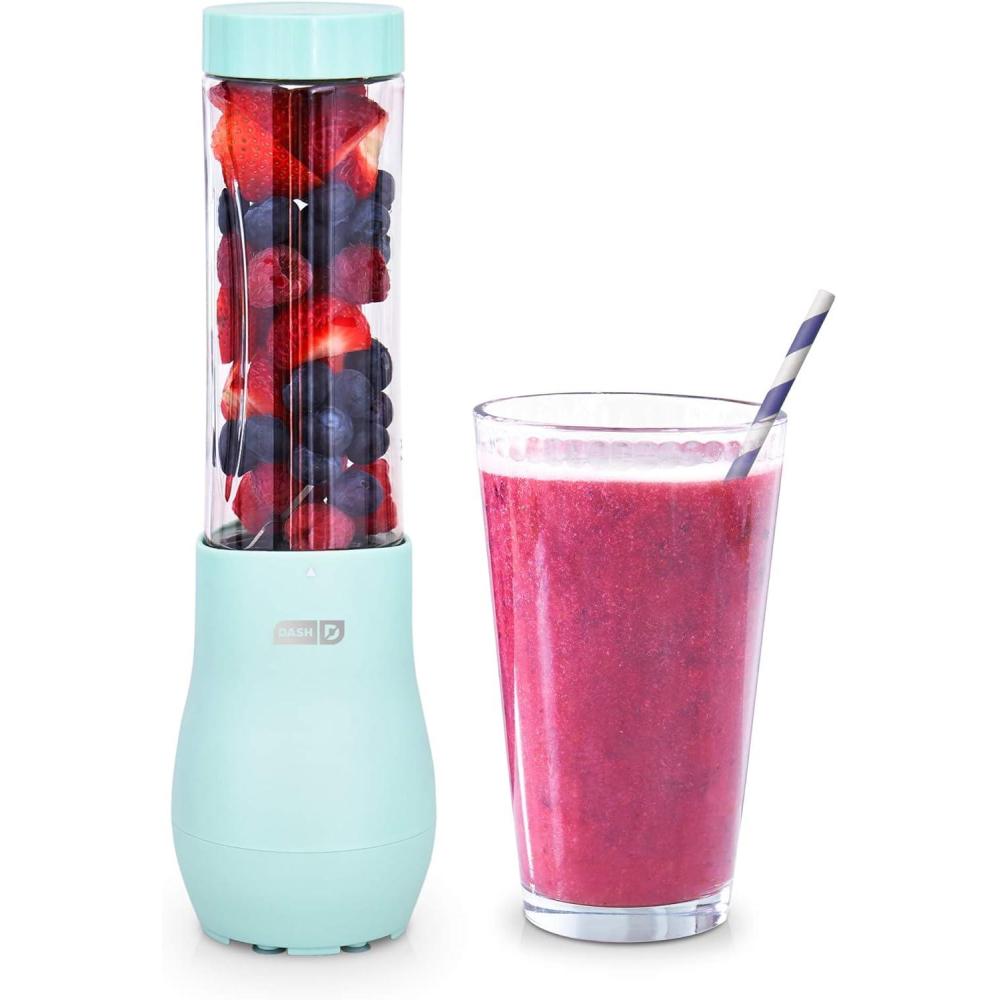 imageDash Mighty Mini 10 oz Compact Personal Bottle Blender with Travel Lid AquaAqua