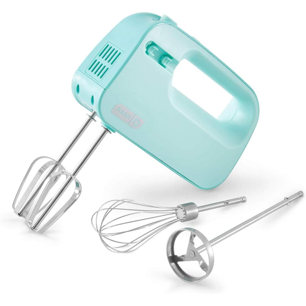 imageDash SmartStore Deluxe Compact Electric Hand Mixer  Whisk and Milkshake Attachment for Whipping Mixing Cookies Brownies Cakes Dough Batters Meringues ampamp More 3 Speed 150Watt  AquaAqua