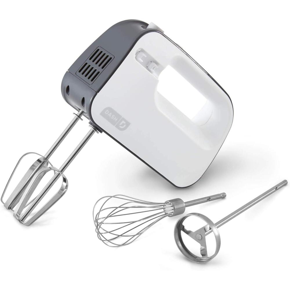imageDash SmartStore Deluxe Compact Electric Hand Mixer  Whisk and Milkshake Attachment for Whipping Mixing Cookies Brownies Cakes Dough Batters Meringues ampamp More 3 Speed 150Watt  AquaGrey