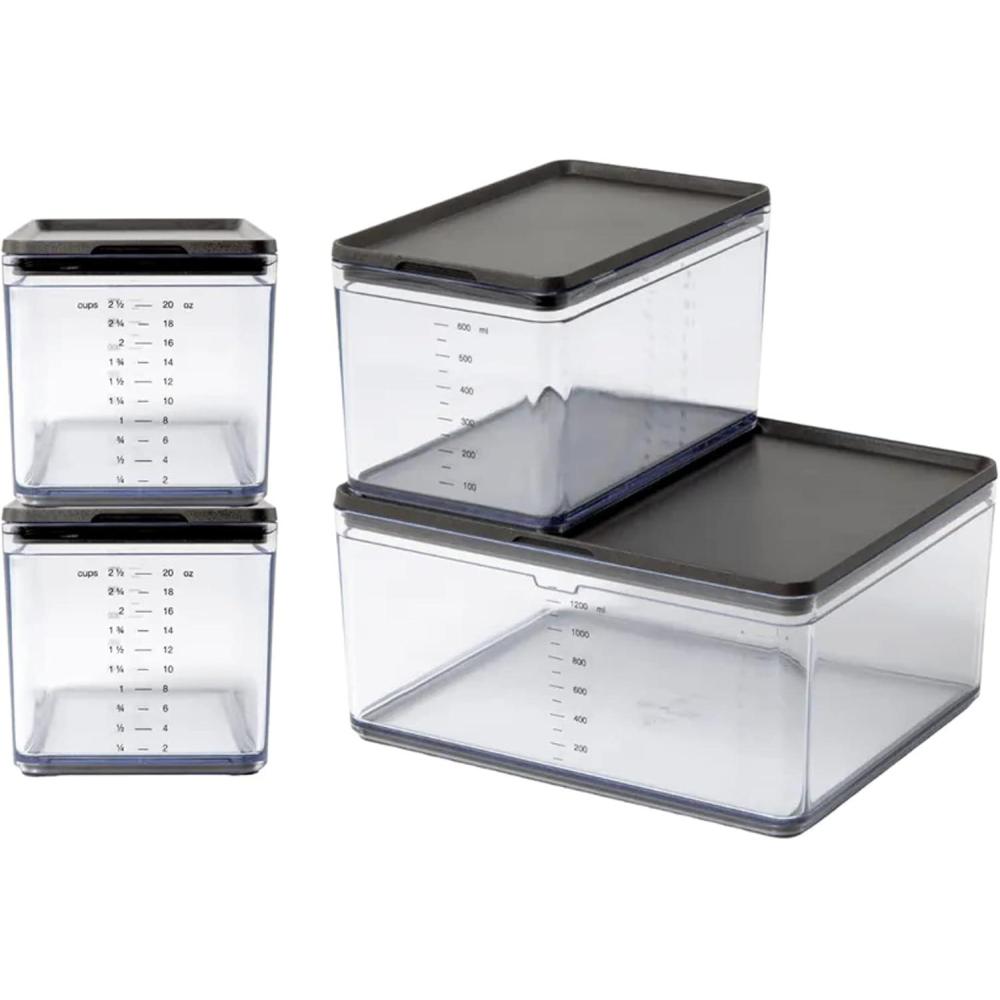 imagePrepdeck Food Storage Containers from 20 More Capacity  Streamlined ampamp Stackable  Super Seal Lids  Measure in ml oz ampamp Cups  ColorMatched Grippy Silicone Foot Trim  3 Size Options 5 ColorsMidnight Black