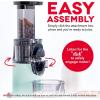 DASH Deluxe Compact Masticating Slow Juicer, Easy to Clean Cold Press Juicer with Brush, Pulp Measuring Cup, Frozen Attachment and Juice Recipe Guide – Black(Aqua)