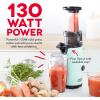 DASH Deluxe Compact Masticating Slow Juicer, Easy to Clean Cold Press Juicer with Brush, Pulp Measuring Cup, Frozen Attachment and Juice Recipe Guide – Black(Aqua)