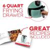 DASH Deluxe Electric Air Fryer + Oven Cooker with Temperature Control, Non-stick Fry Basket, Recipe Guide + Auto Shut Off Feature, 1700-Watt, 6 Quart – Black(Aqua)