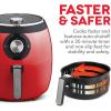 DASH Deluxe Electric Air Fryer + Oven Cooker with Temperature Control, Non-stick Fry Basket, Recipe Guide + Auto Shut Off Feature, 1700-Watt, 6 Quart – Black(Red)