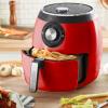 DASH Deluxe Electric Air Fryer + Oven Cooker with Temperature Control, Non-stick Fry Basket, Recipe Guide + Auto Shut Off Feature, 1700-Watt, 6 Quart – Black(Red)