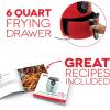 DASH Deluxe Electric Air Fryer + Oven Cooker with Temperature Control, Non-stick Fry Basket, Recipe Guide + Auto Shut Off Feature, 1700-Watt, 6 Quart – Black(Red)