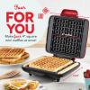 DASH No-Drip Waffle Maker – Four Waffle Molds, Nonstick Waffle Iron with Quick Heat-Up, Nonstick Surface – Perfect Waffle Maker for Kids and Families, Just Add Batter(Red)