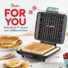 DASH No-Drip Waffle Maker – Four Waffle Molds, Nonstick Waffle Iron with Quick Heat-Up, Nonstick Surface – Perfect Waffle Maker for Kids and Families, Just Add Batter(Aqua)