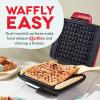 DASH No-Drip Waffle Maker – Four Waffle Molds, Nonstick Waffle Iron with Quick Heat-Up, Nonstick Surface – Perfect Waffle Maker for Kids and Families, Just Add Batter(Red)