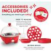 DASH Rapid Egg Cooker: 6 Egg Capacity Electric Egg Cooker for Hard Boiled Eggs, Poached Eggs, Scrambled Eggs, or Omelets with Auto Shut Off Feature – Black(Red)