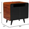 Smart Side/Nightstand Table – with Cooling Drawer, Wireless Charging, Bluetooth Speakers, USB-C and 120V outlets, LED Light, Wood/Black(Wood/Black)
