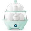 DASH Deluxe Rapid Egg Cooker for Hard Boiled, Poached, Scrambled Eggs, Omelets, Steamed Vegetables, Dumplings & More, 12 capacity, with Auto Shut Off Feature – Black(Aqua)