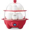 DASH Deluxe Rapid Egg Cooker for Hard Boiled, Poached, Scrambled Eggs, Omelets, Steamed Vegetables, Dumplings & More, 12 capacity, with Auto Shut Off Feature – Black(Red)