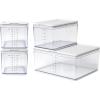 Prepdeck Food Storage Containers from 20% More Capacity – Streamlined & Stackable – Super Seal Lids – Measure in ml, oz & Cups – Color-Matched Grippy Silicone Foot Trim – 3 Size Options, 5 Colors(White Stone)