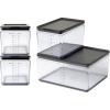 Prepdeck Food Storage Containers from 20% More Capacity – Streamlined & Stackable – Super Seal Lids – Measure in ml, oz & Cups – Color-Matched Grippy Silicone Foot Trim – 3 Size Options, 5 Colors(Midnight Black)