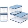 Prepdeck Food Storage Containers from 20% More Capacity – Streamlined & Stackable – Super Seal Lids – Measure in ml, oz & Cups – Color-Matched Grippy Silicone Foot Trim – 3 Size Options, 5 Colors(Oasis Blue)