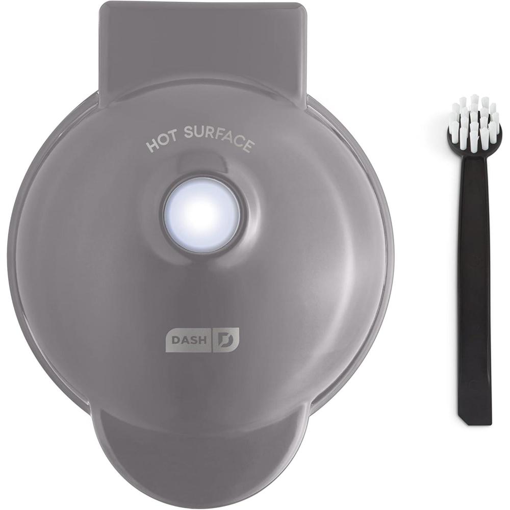 imageDASH Deluxe Mini Maker for Individual Waffles Hash Browns Keto Chaffles with Included Brush and Cord Wrap and Easy to Clean NonStick Surfaces 4 Inch Dream BlueStorm Grey