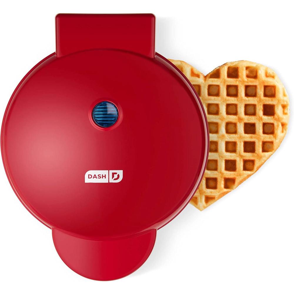 imageDASH Express 8 Waffle Maker for Waffles Paninis Hash Browns  other Breakfast Lunch or Snacks with Easy to Clean NonStick Cooking Surfaces  AquaRed Heart