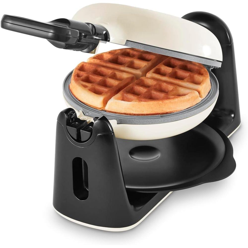 imageDASH Flip Belgian Waffle Maker  1 Thick Waffle Mold Nonstick Waffle Iron with Quick HeatUp Surface  Rotating Belgian Waffle Maker for Kids and Families Just Add Batter BlackCream