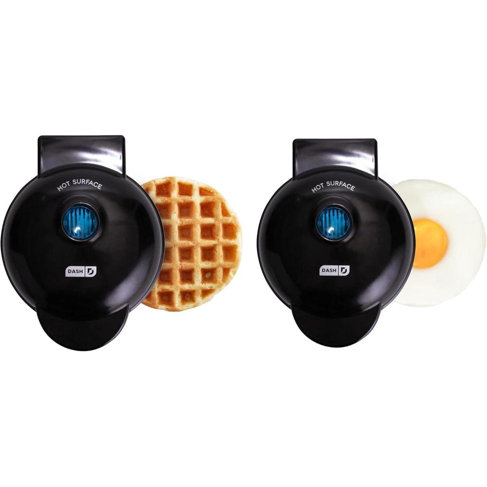 imageDASH Mini Maker Waffle Maker  Griddle 2Pack Griddle  Waffle Iron  AquaBlack