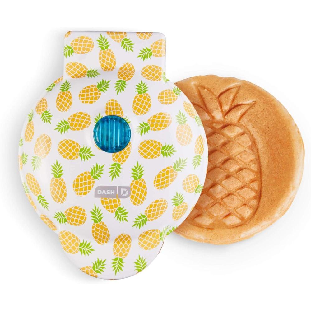 imageDASH Mini Waffle Maker Machine for Individuals Paninis Hash Browns ampamp Other On the Go Breakfast Lunch or Snacks with Easy to Clean NonStick Sides Black Skull 4 InchWhite Pineapple