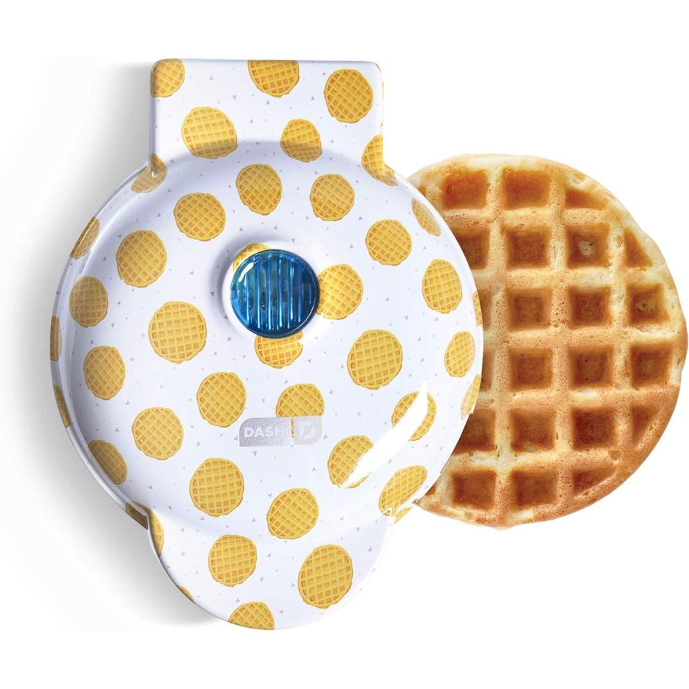 imageDASH Mini Waffle Maker Machine for Individuals Paninis Hash Browns ampamp Other On the Go Breakfast Lunch or Snacks with Easy to Clean NonStick Sides Black Skull 4 InchWhite Waffle