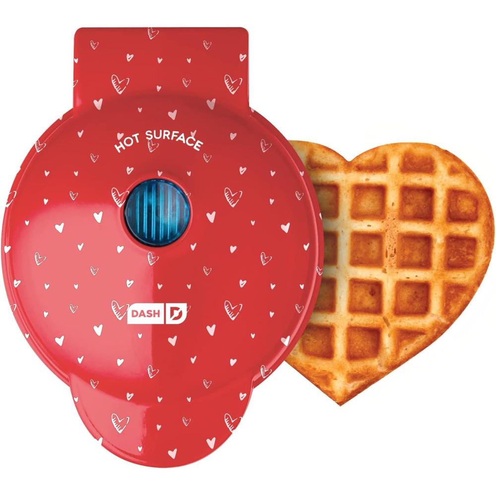 imageDASH Mini Waffle Maker Machine for Individuals Paninis Hash Browns ampamp Other On the Go Breakfast Lunch or Snacks with Easy to Clean NonStick Sides Black Skull 4 InchRed Love Heart