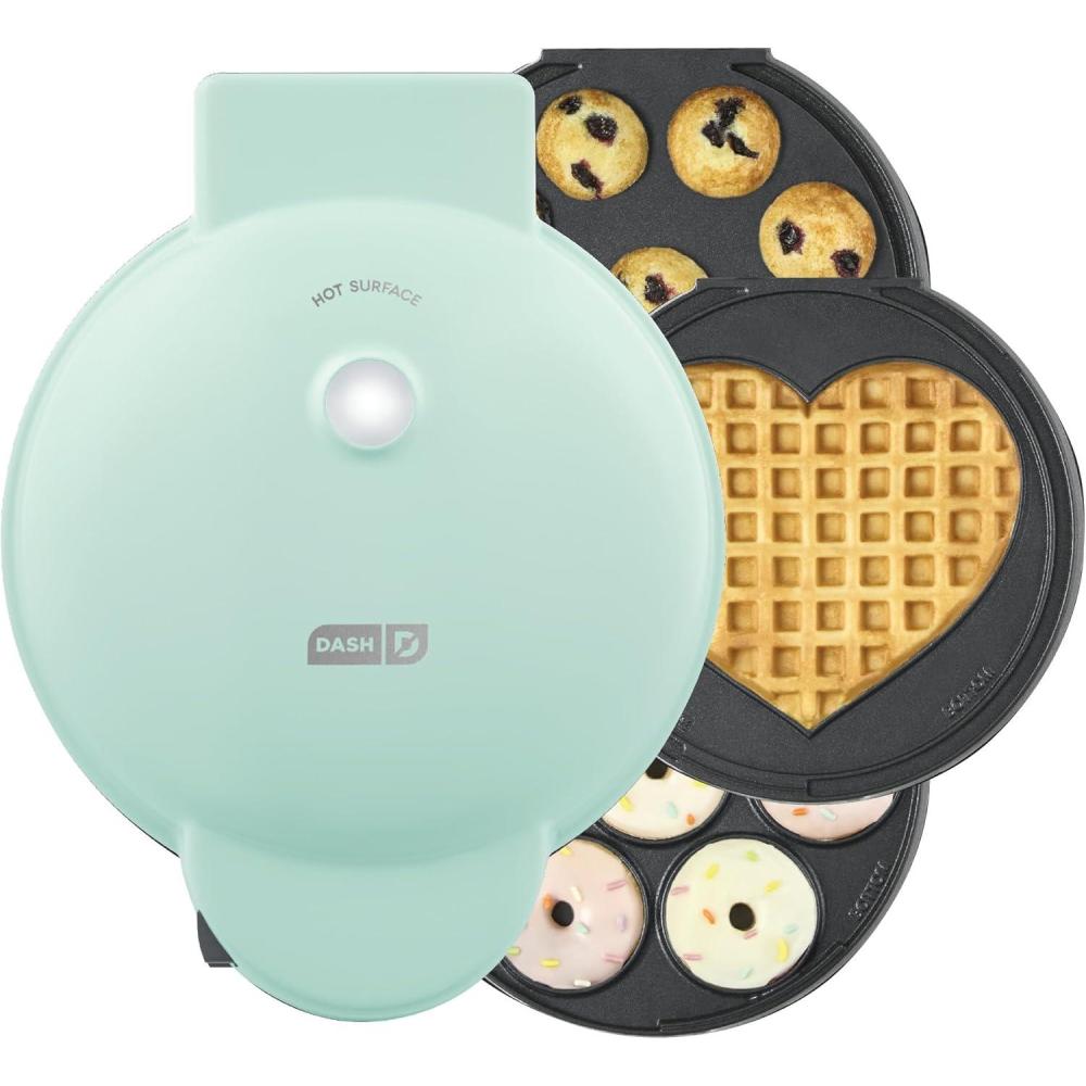 imageDASH MultiMaker Treat Maker System Mini Donuts Waffle Bites Mini Cupcakes  CreamAqua