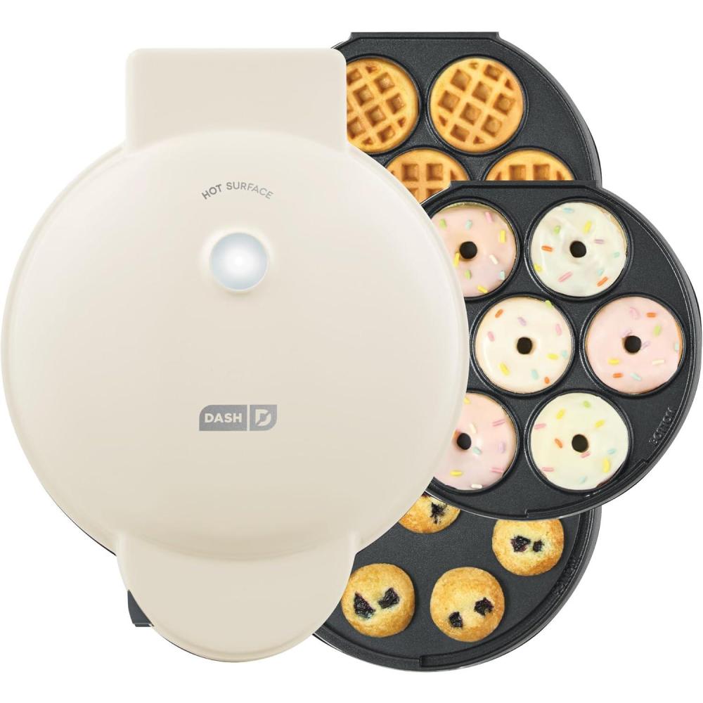 imageDASH MultiMaker Treat Maker System Mini Donuts Waffle Bites Mini Cupcakes  CreamCream
