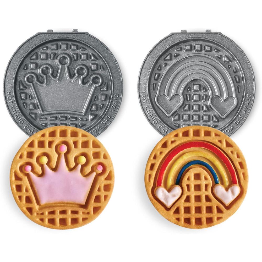 imageDASH Multimaker Mini System Two 4 Nonstick Removable Waffle Plates Gingerbread ampamp Snowflake  2Pc Plate Pack for Waffle Iron ampamp Griddle Compatible with Dash MultiMaker Mini System Nonstick SurfaceCrown  Rainbow