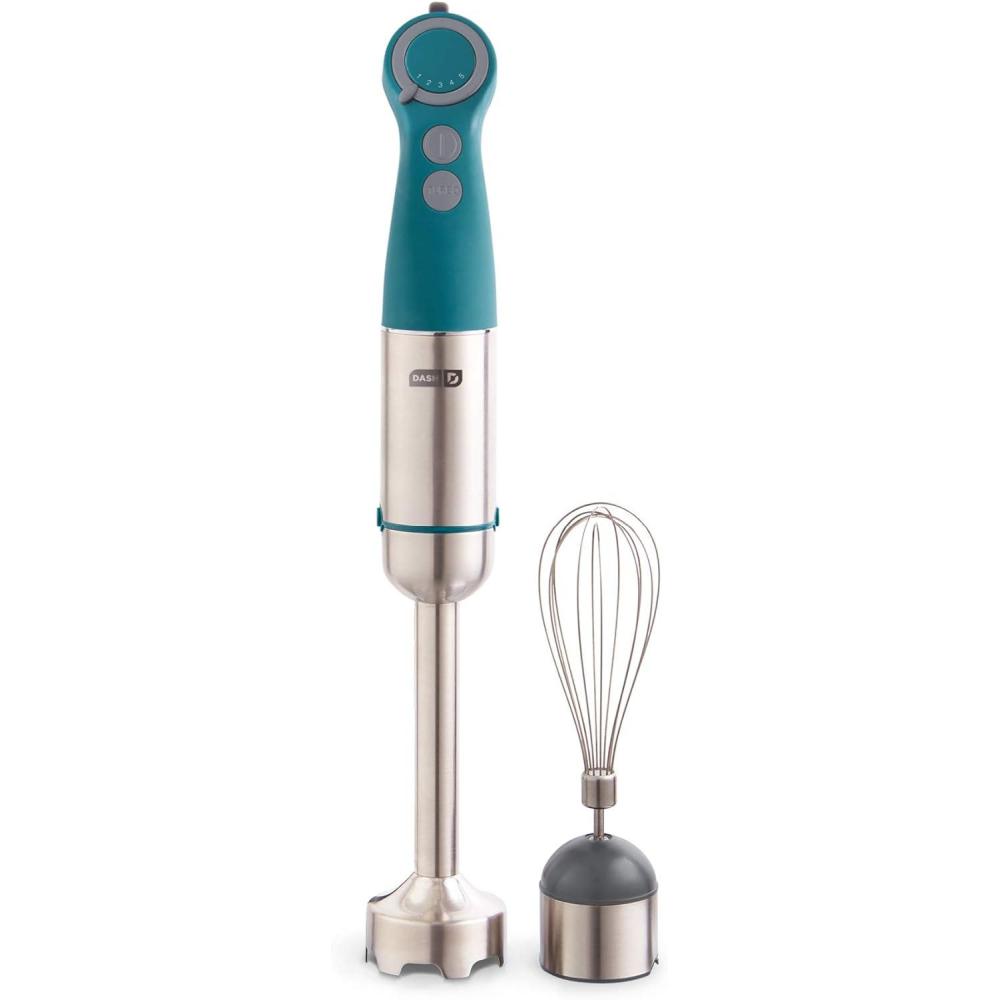 imageDash Chef Series Immersion Hand Blender 5 Speed Stick Blender with Stainless Steel Blades Whisk Attachment and Recipe Guide  AquaTeal