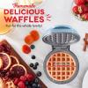 DASH Deluxe Mini Maker for Individual Waffles, Hash Browns, Keto Chaffles with Included Brush and Cord Wrap, and Easy to Clean Non-Stick Surfaces, 4 Inch, Dream Blue(Dream Blue)